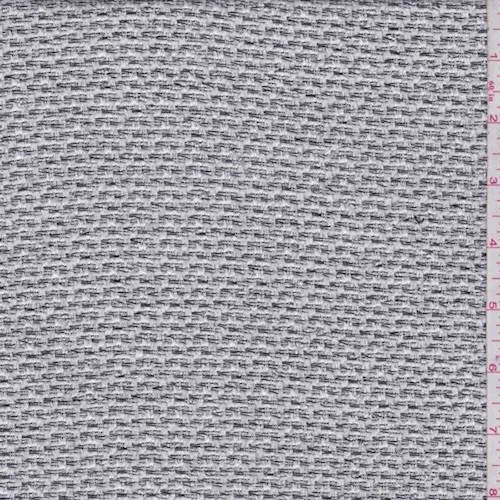 1 YD PC-White/Silver/Black Wool Blend Boucle Fabric