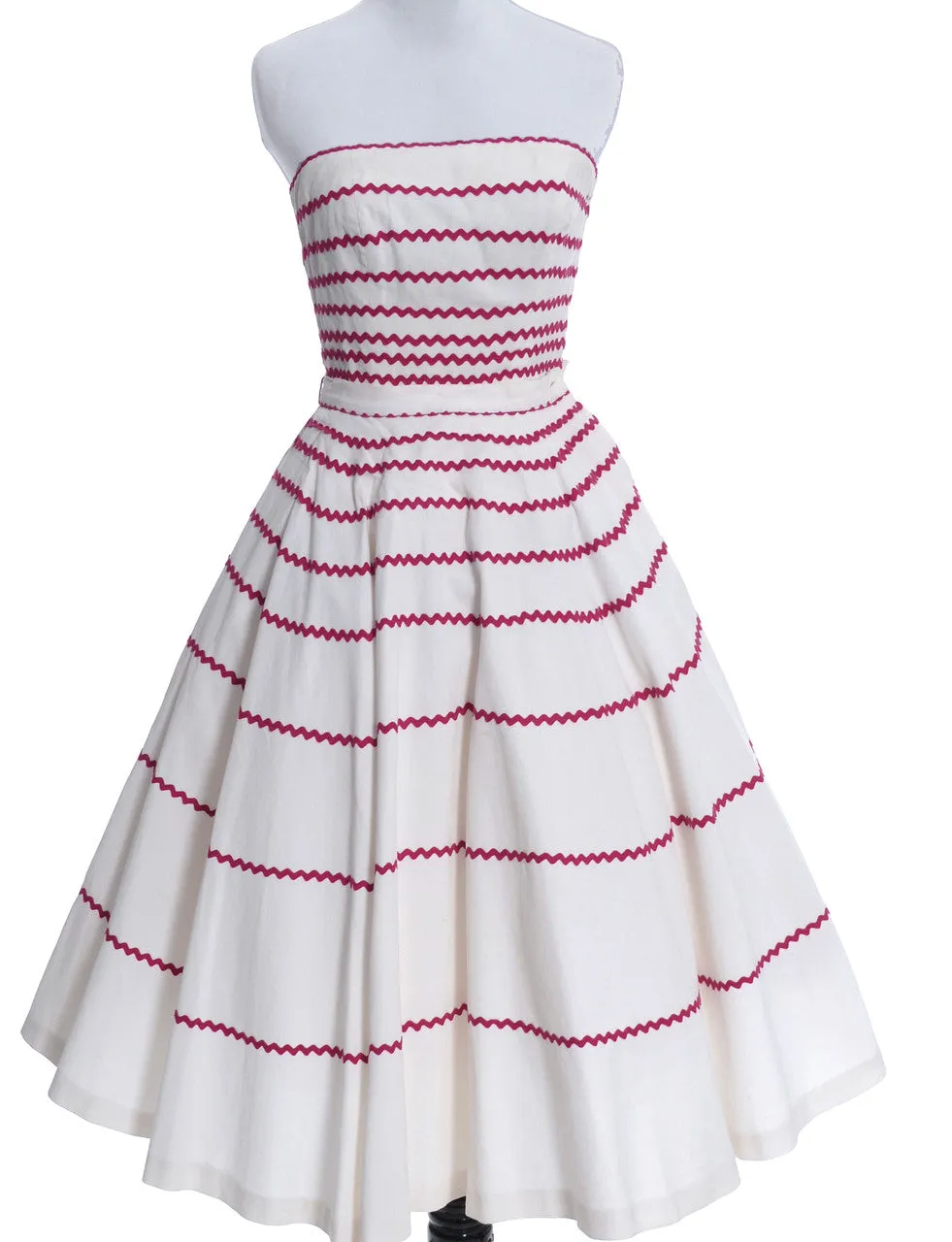 1950's Red and White Striped 2 Pc Vintage Strapless Dress