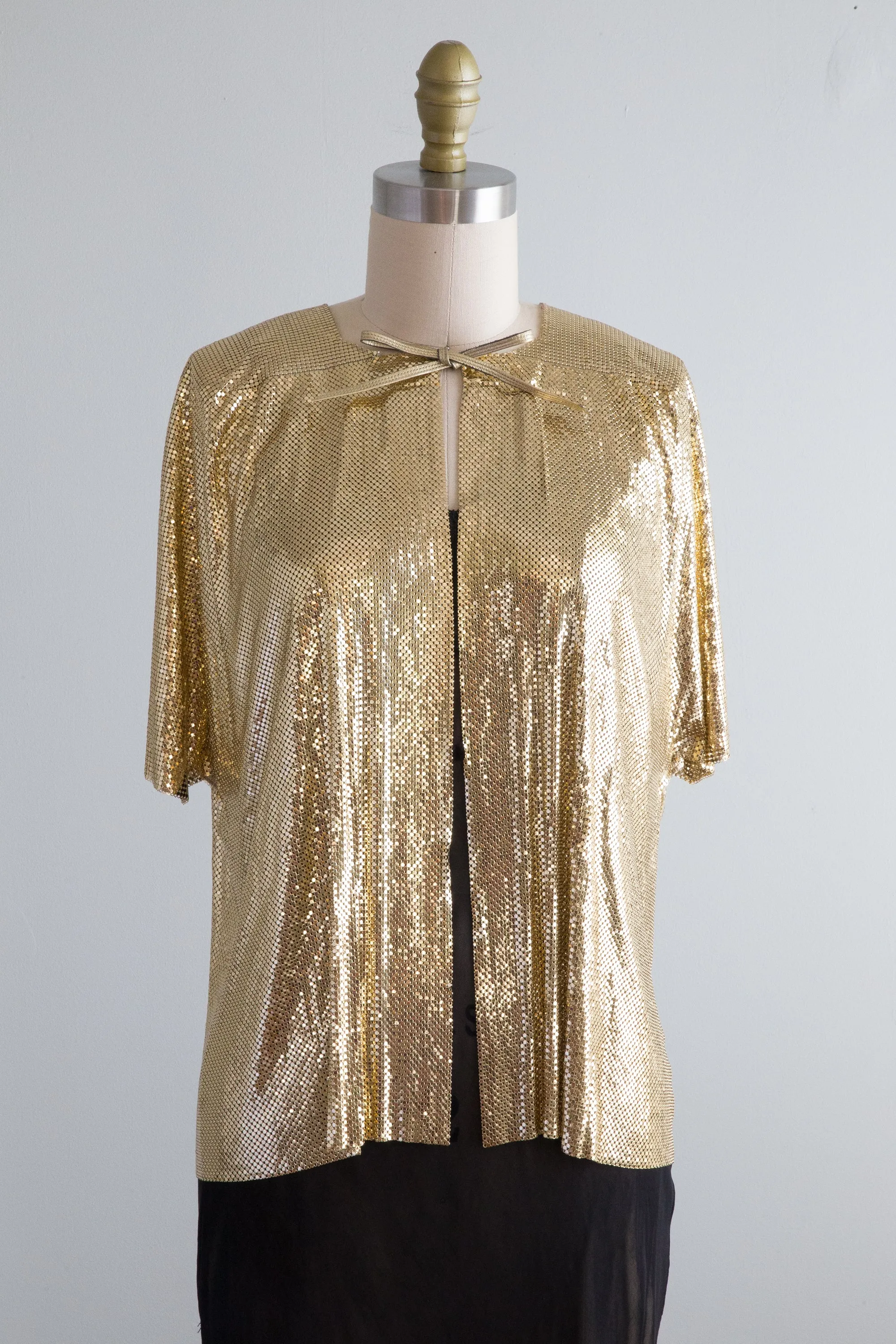 1970's Ferrara Gold Metal Mesh Short Sleeve Jacket / OS