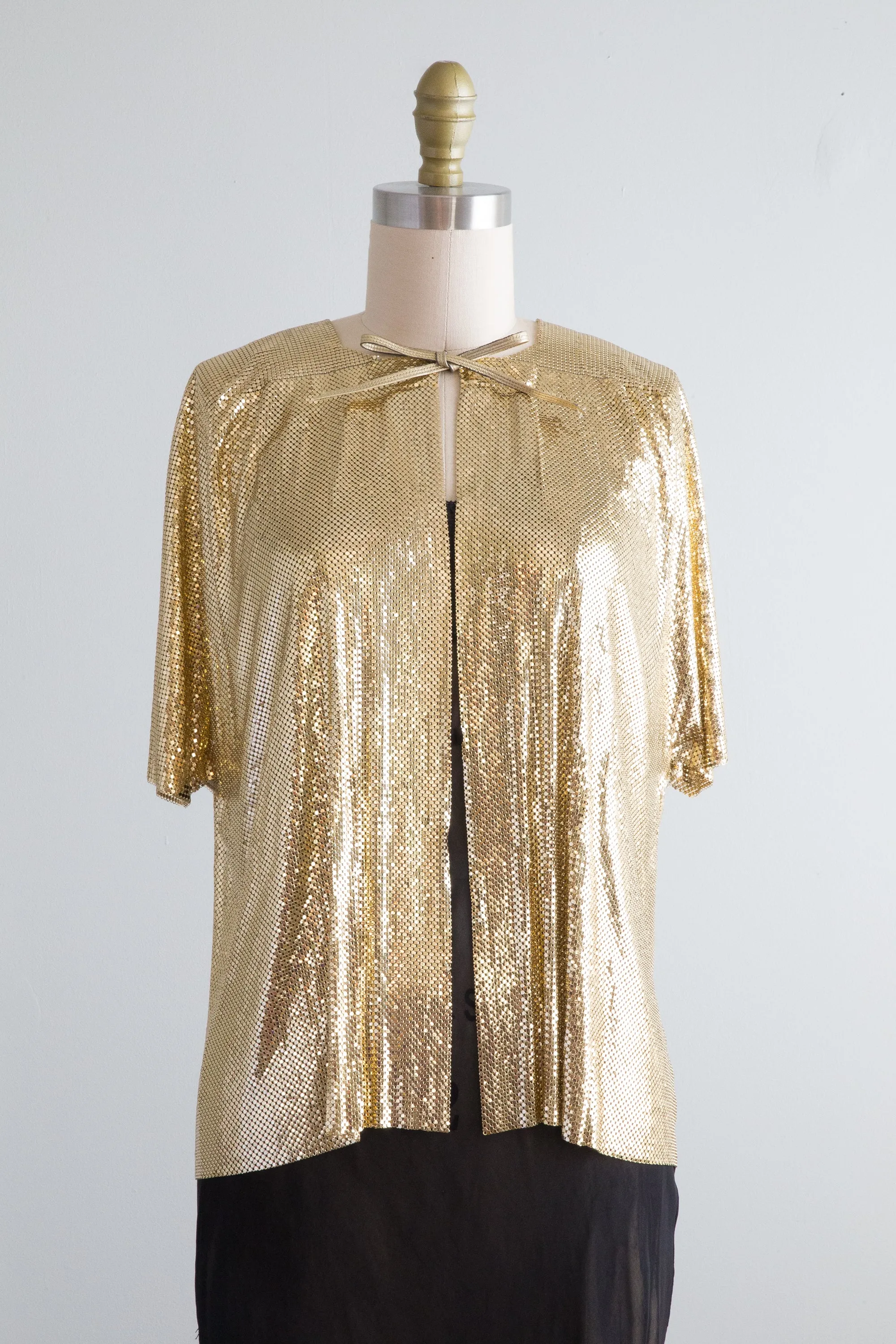 1970's Ferrara Gold Metal Mesh Short Sleeve Jacket / OS