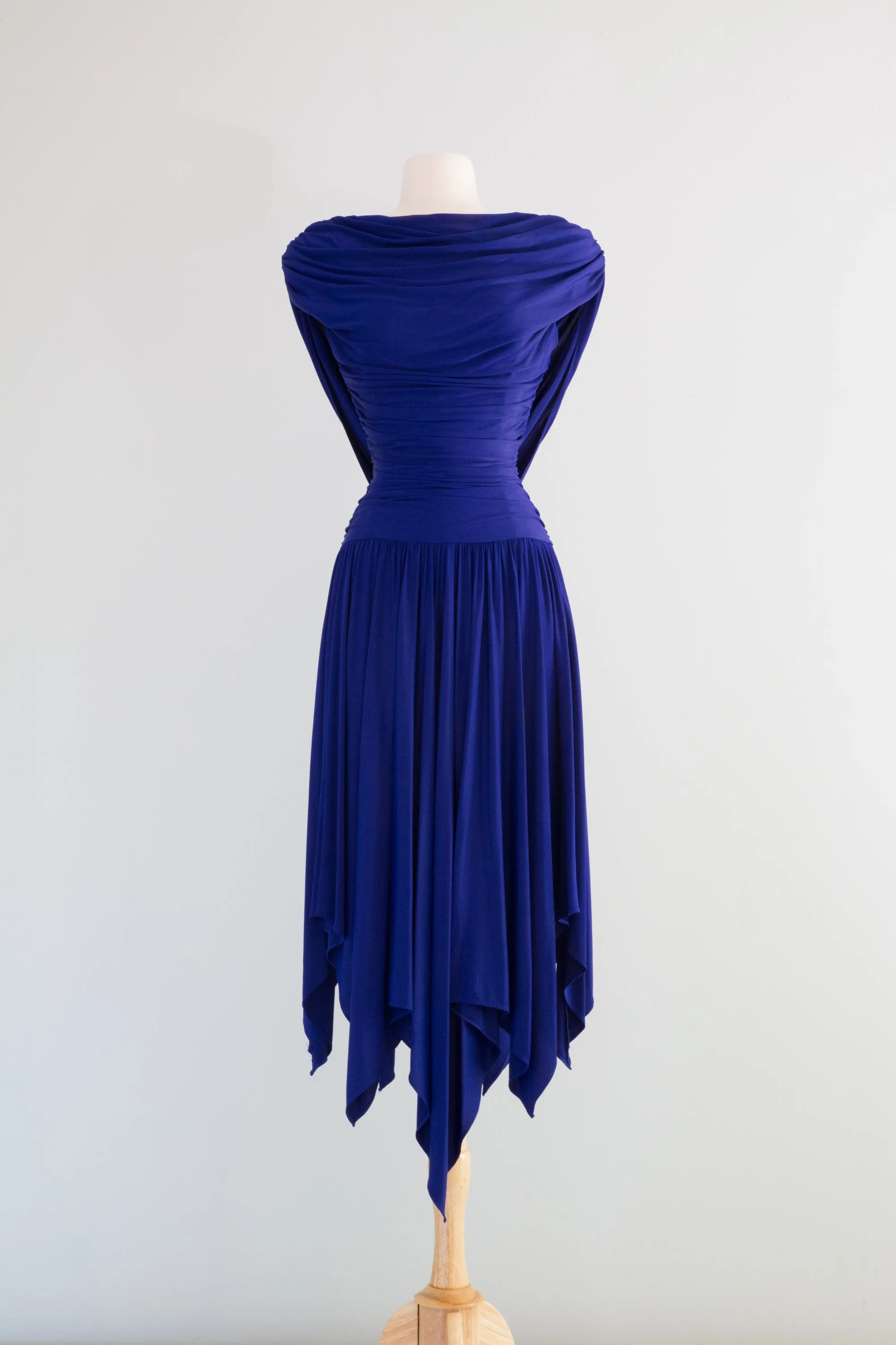 1980's BLUE FLAME Bombshell Dress By Casadei / SM