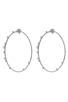 6cm White Gold Rugiada Diamond Hoop Earrings