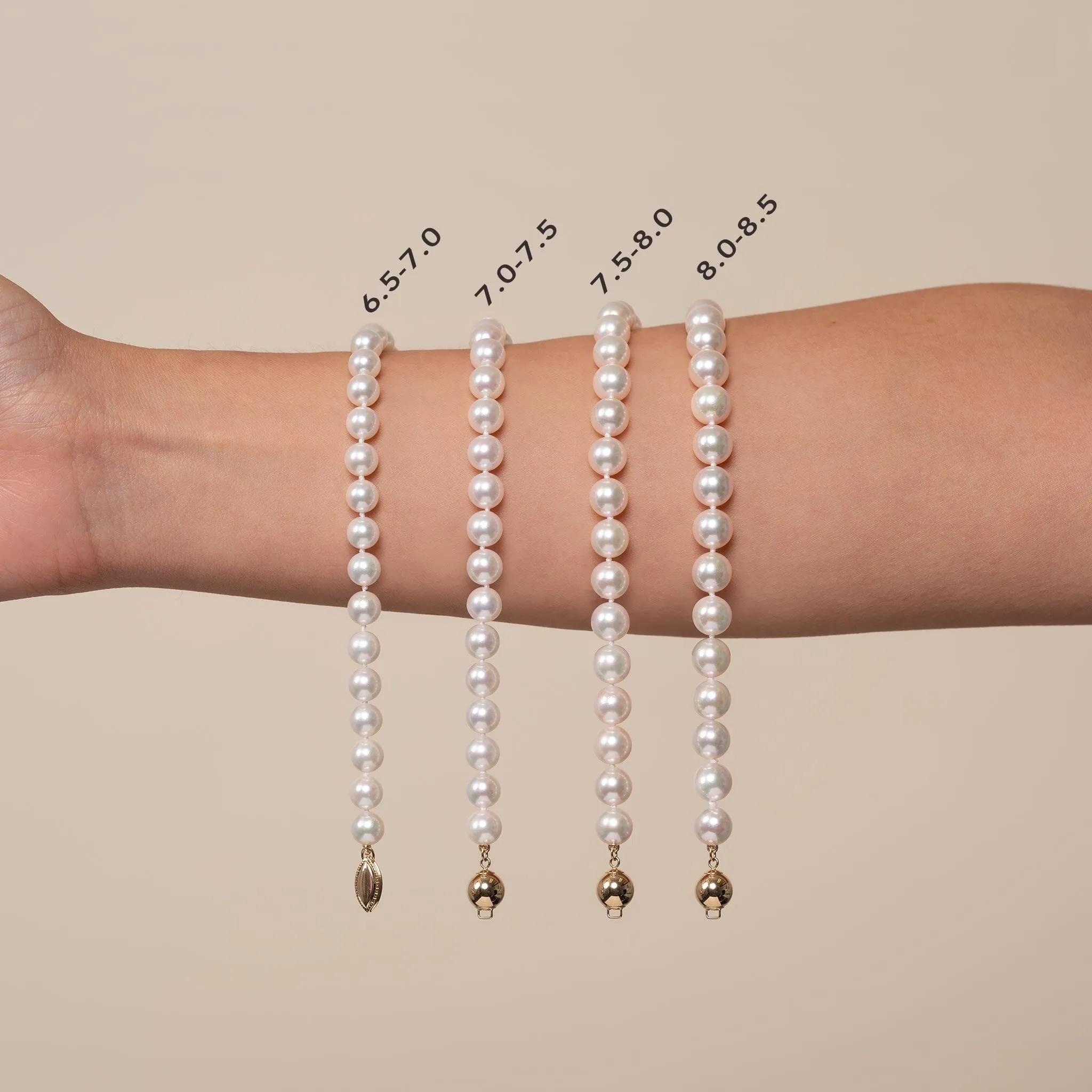 7.5-8.0 mm White Akoya AAA Pearl Bracelet