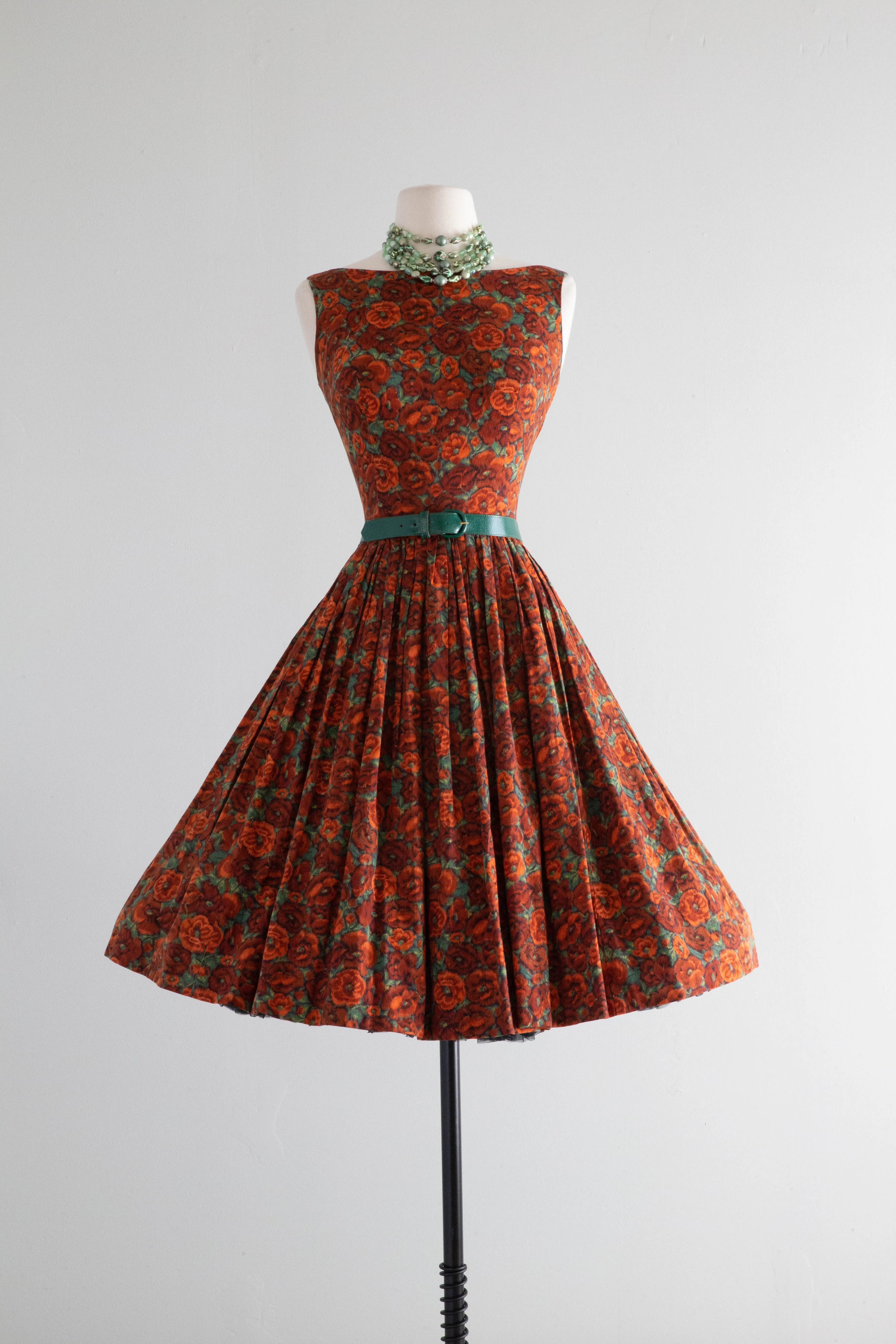 Autumnal 1950's Gay Gibson Cotton Dress / Small