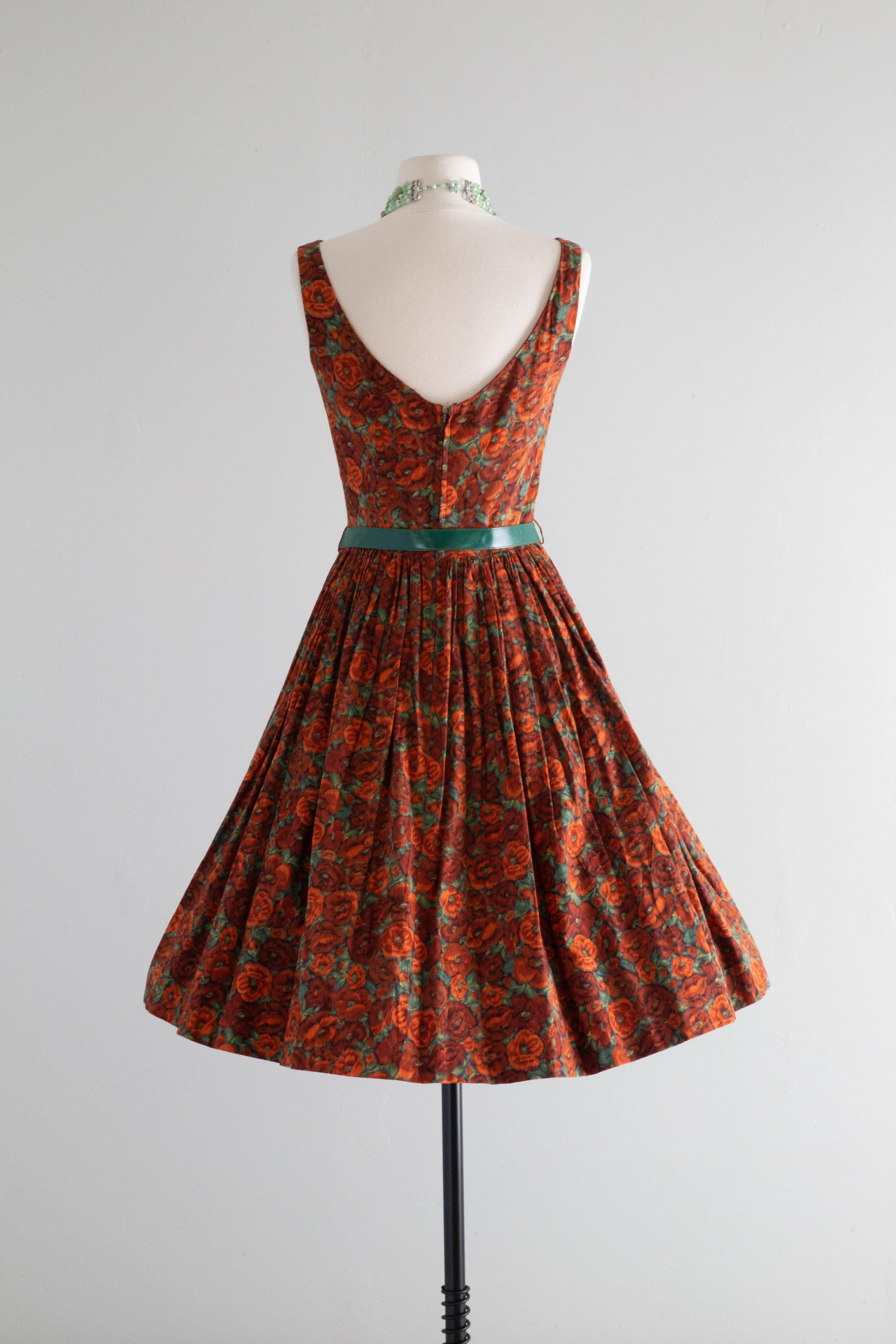 Autumnal 1950's Gay Gibson Cotton Dress / Small