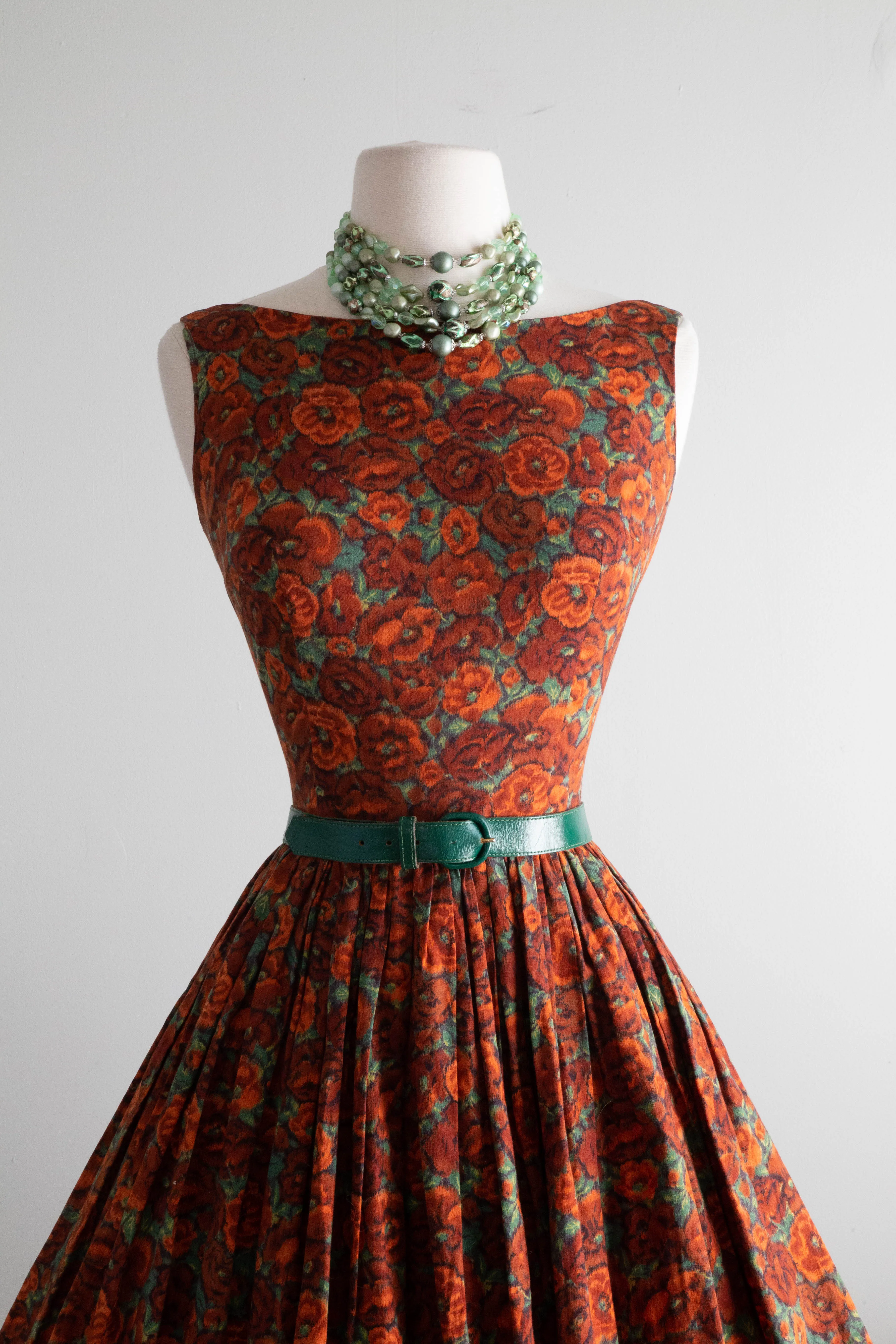 Autumnal 1950's Gay Gibson Cotton Dress / Small