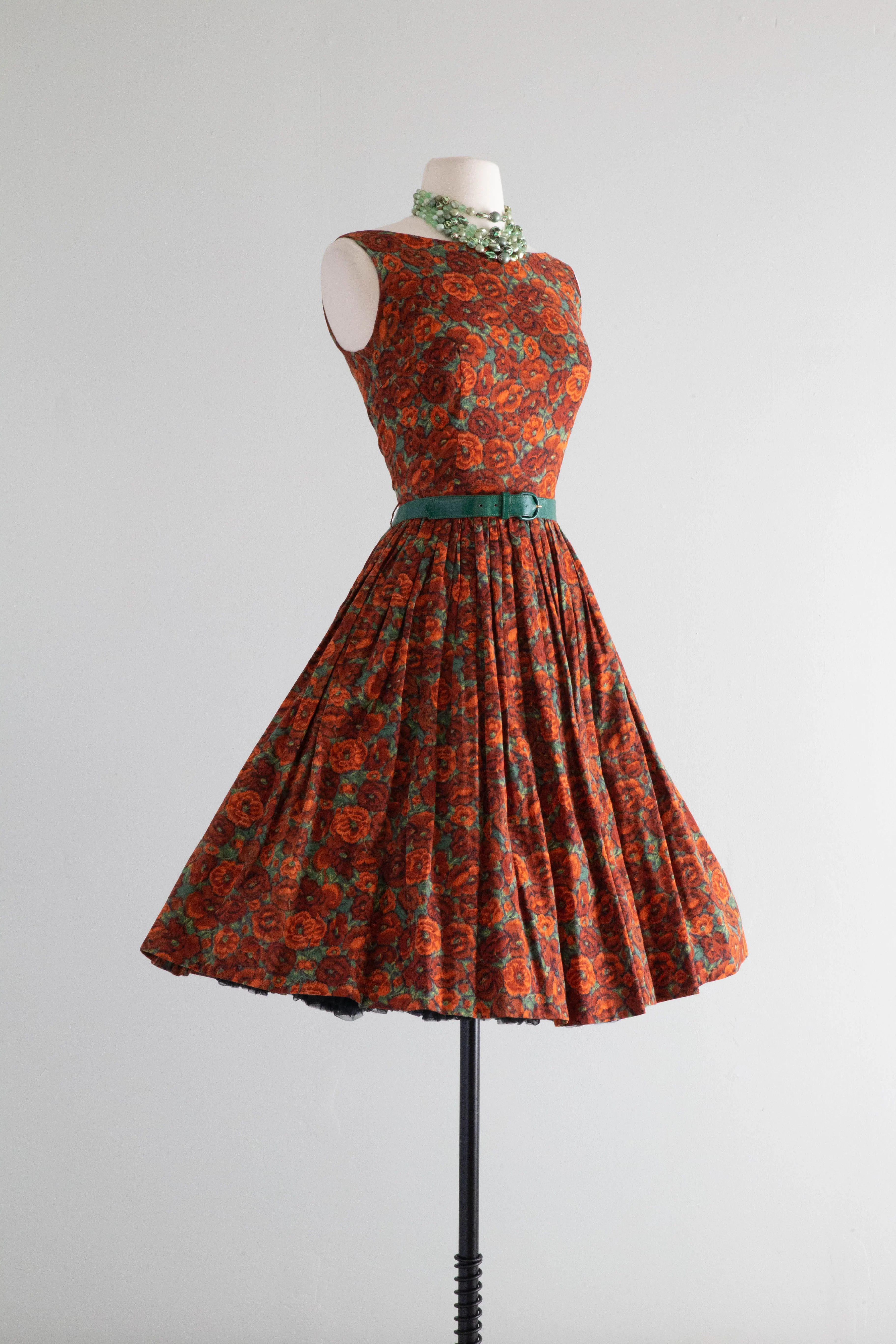 Autumnal 1950's Gay Gibson Cotton Dress / Small