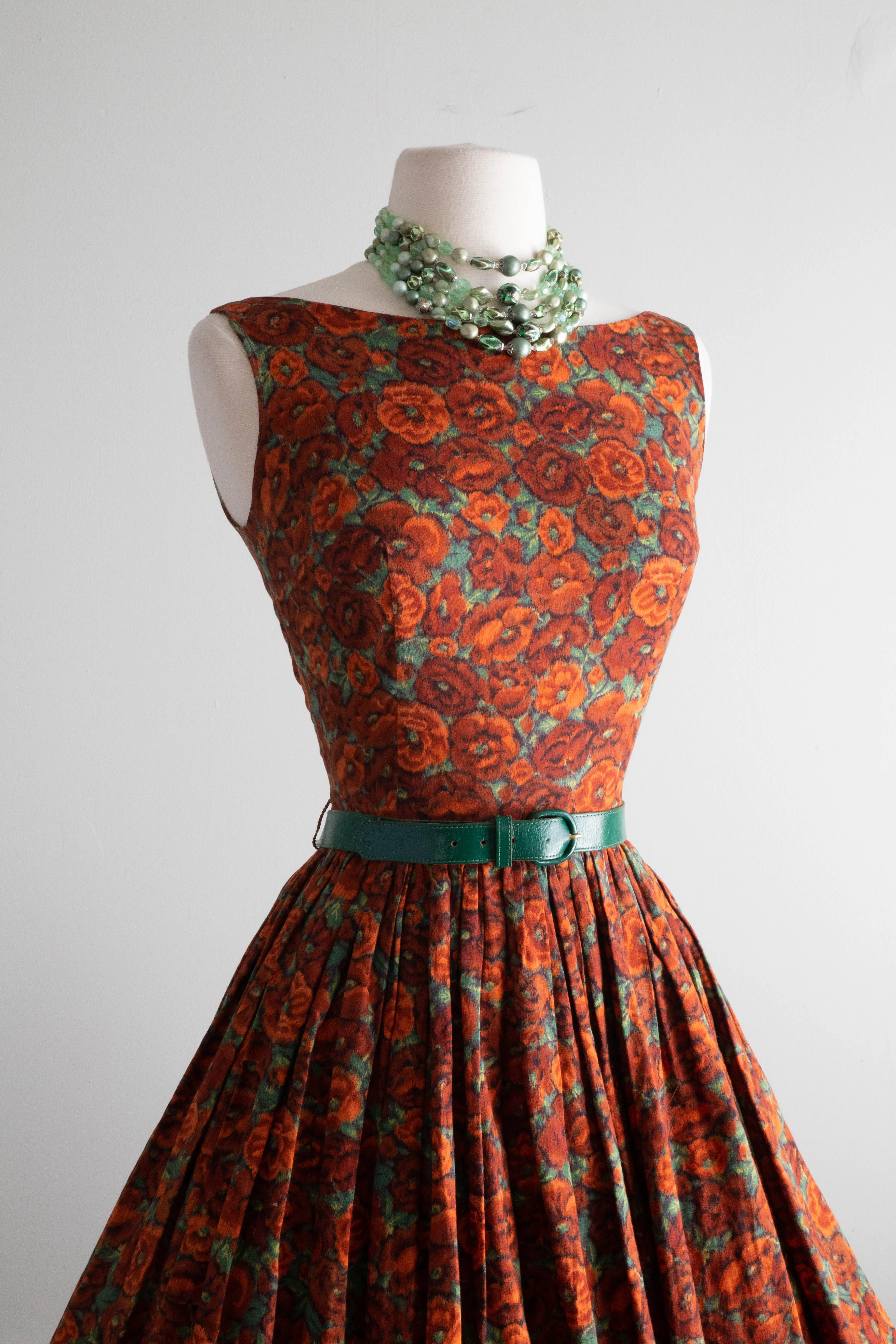 Autumnal 1950's Gay Gibson Cotton Dress / Small