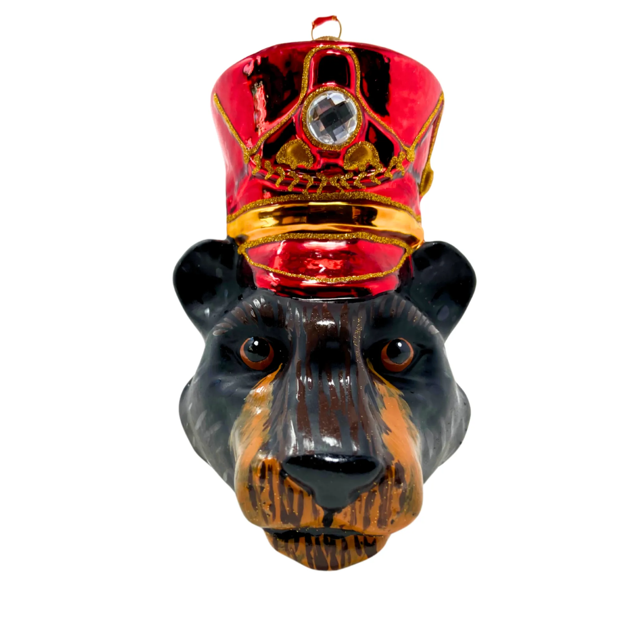 Bear Head Blown Glass Christmas Ornament