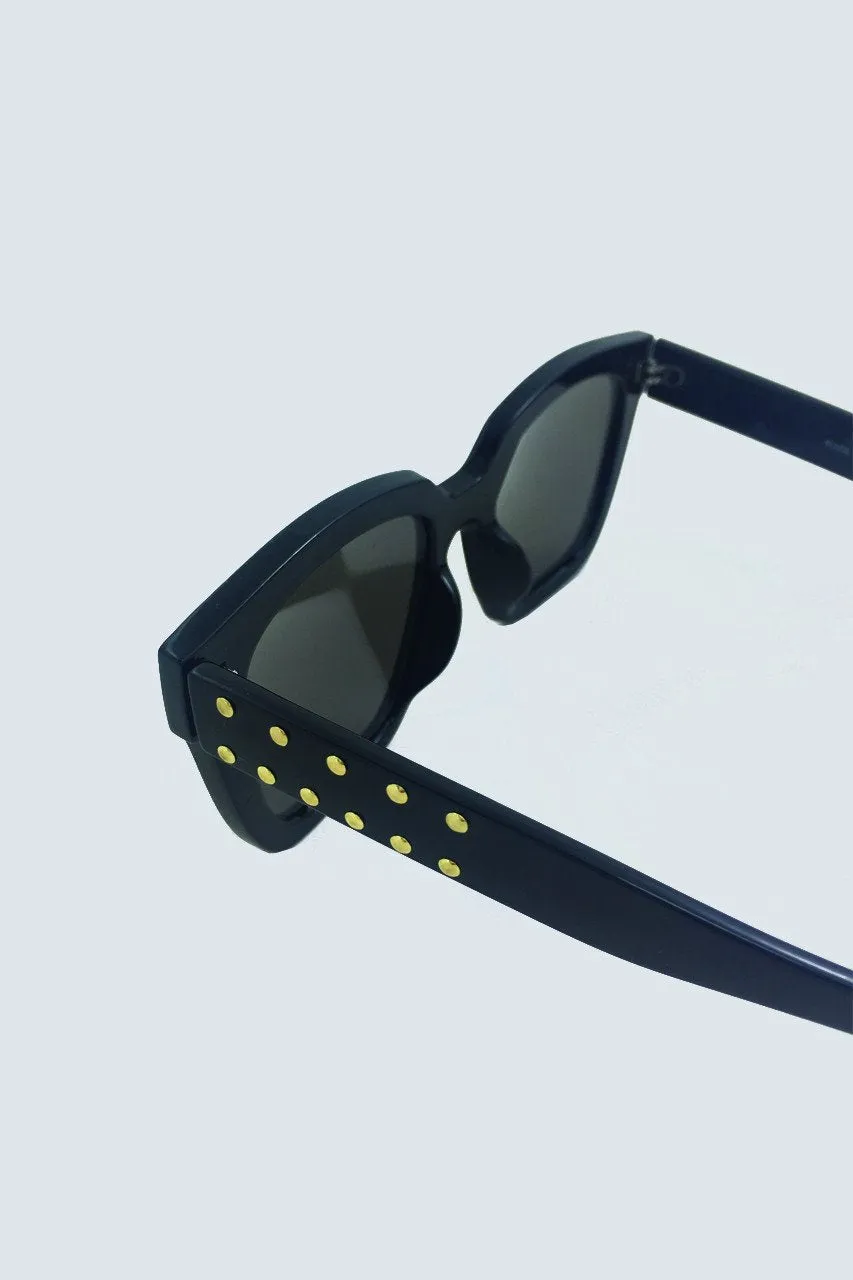 Black & Gold Studded Wayfarer