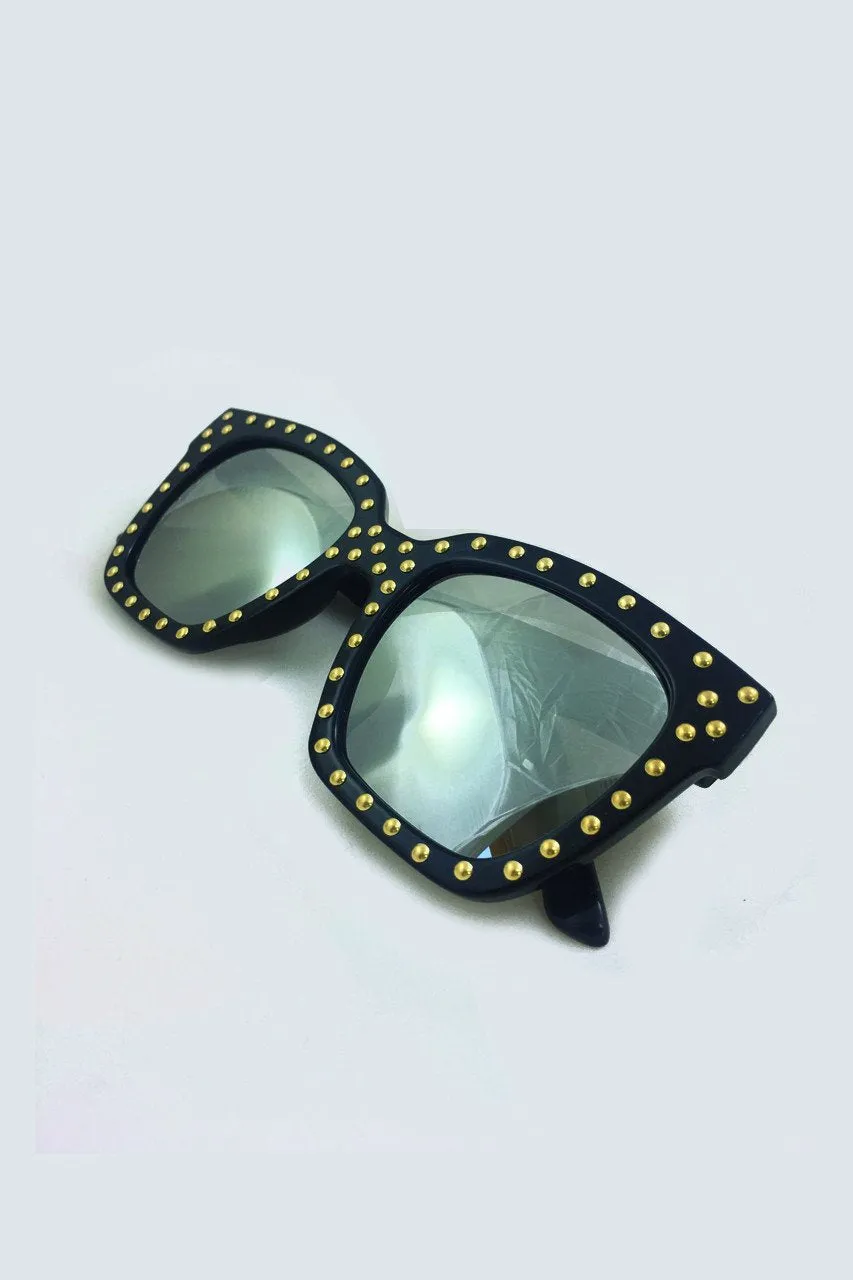 Black & Gold Studded Wayfarer