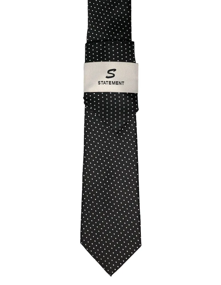 BLACK DOT 2 PC TIE & HANKIE SET