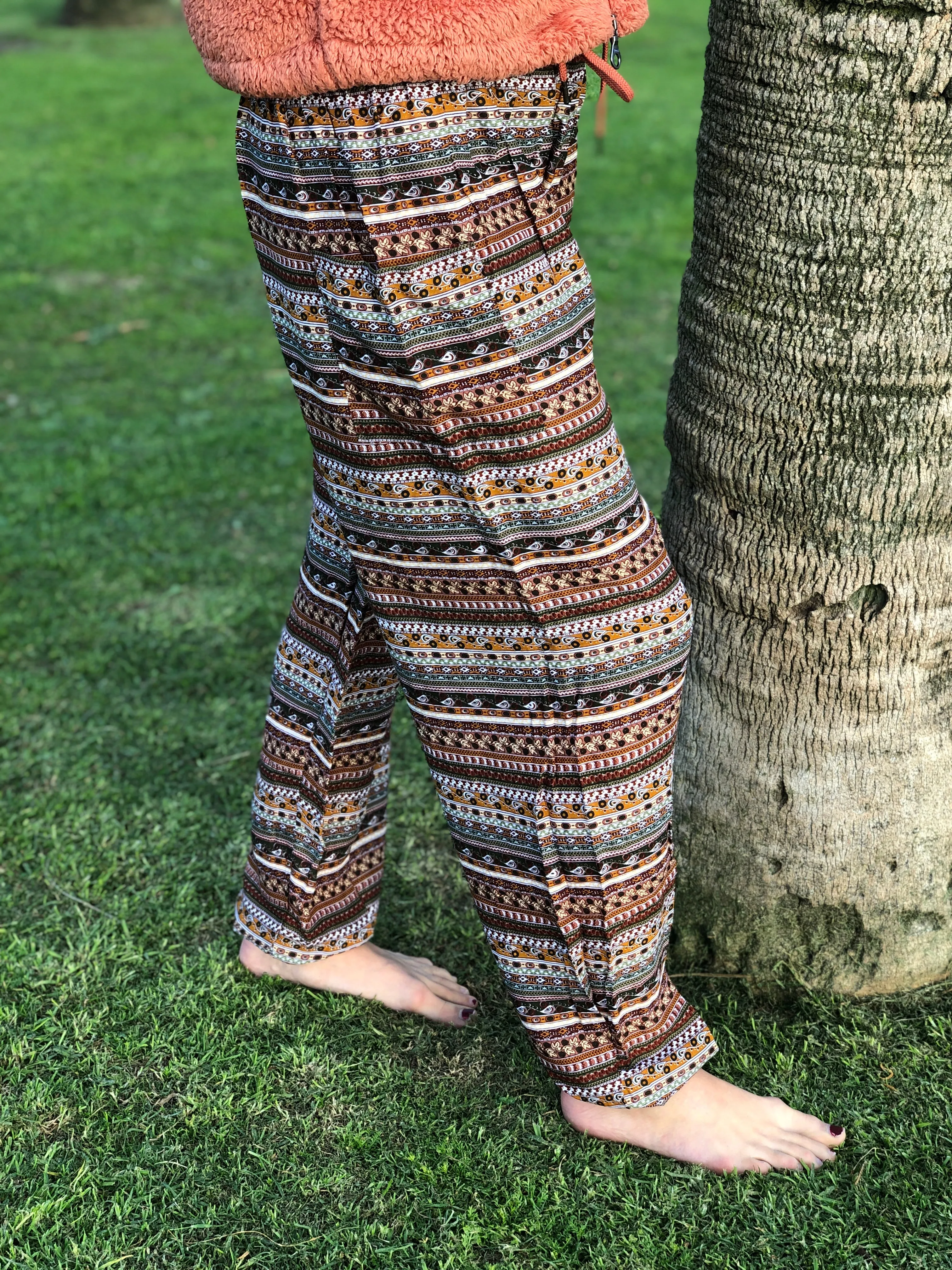 Brown Striped Women's Harem Pants