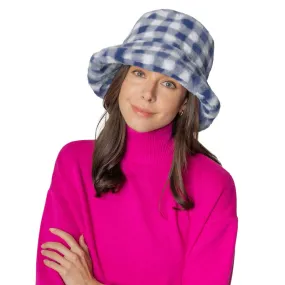 Checkered Faux Fur Bucket Hat