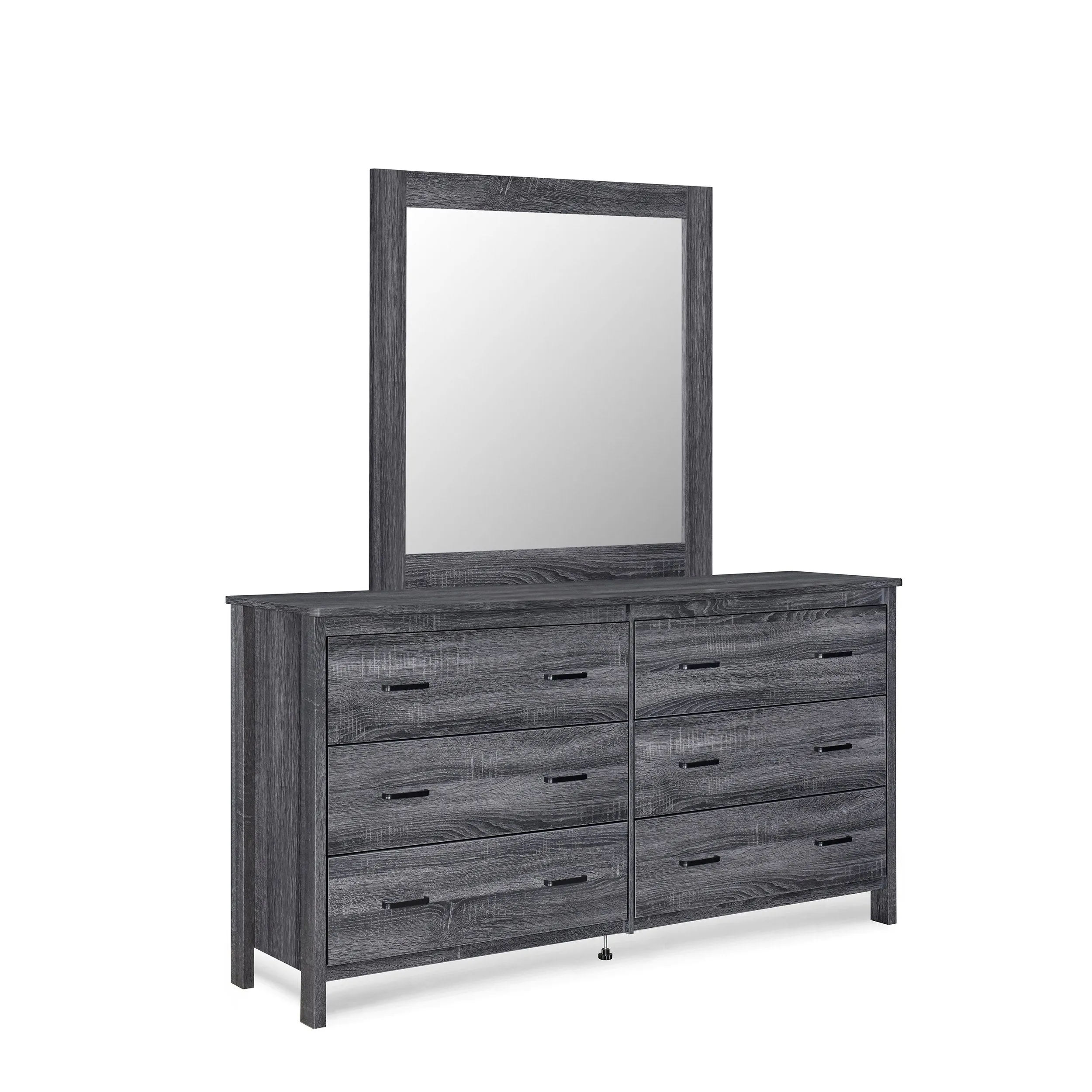 Contemporary 6 Drawer Vanity Dresser with Square Mirror - NH119413