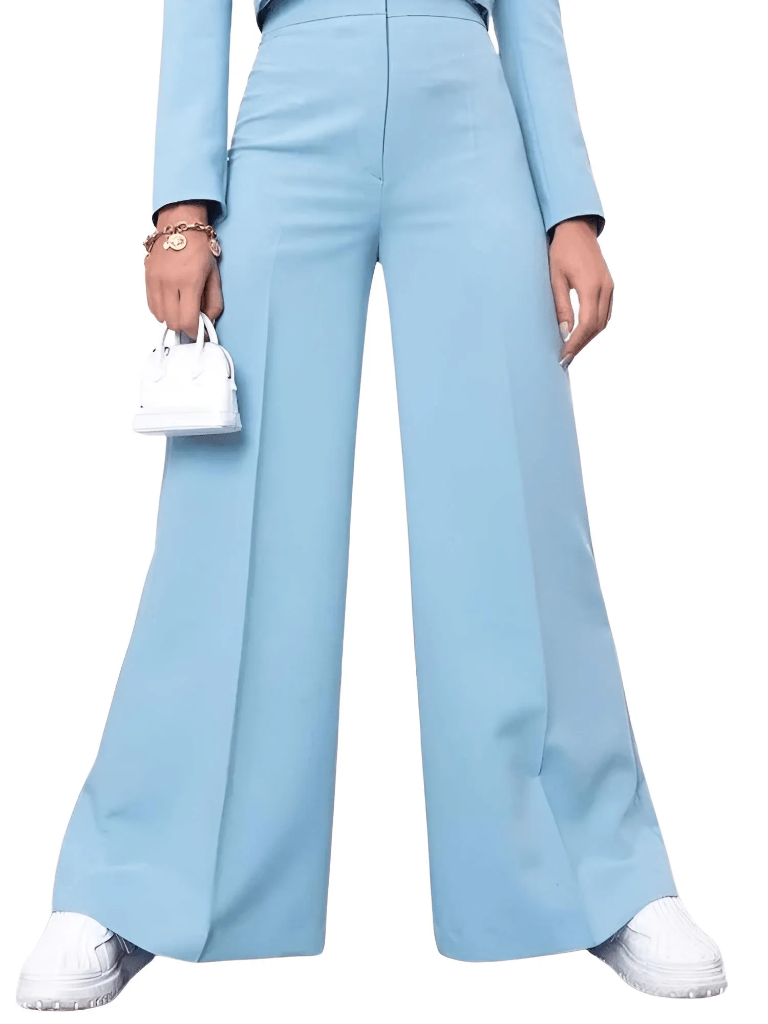 Cropped Blazer and Wide Leg Pants High Waisted 2-Piece Sets For Women