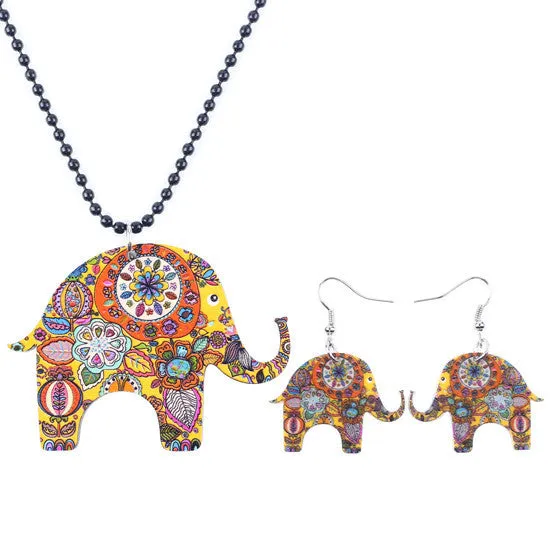 Elephant Pendant and Dangle Earrings (Set)