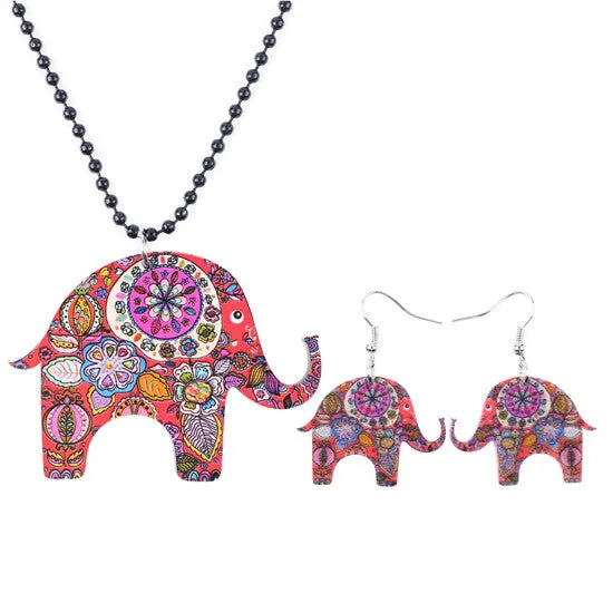 Elephant Pendant and Dangle Earrings (Set)