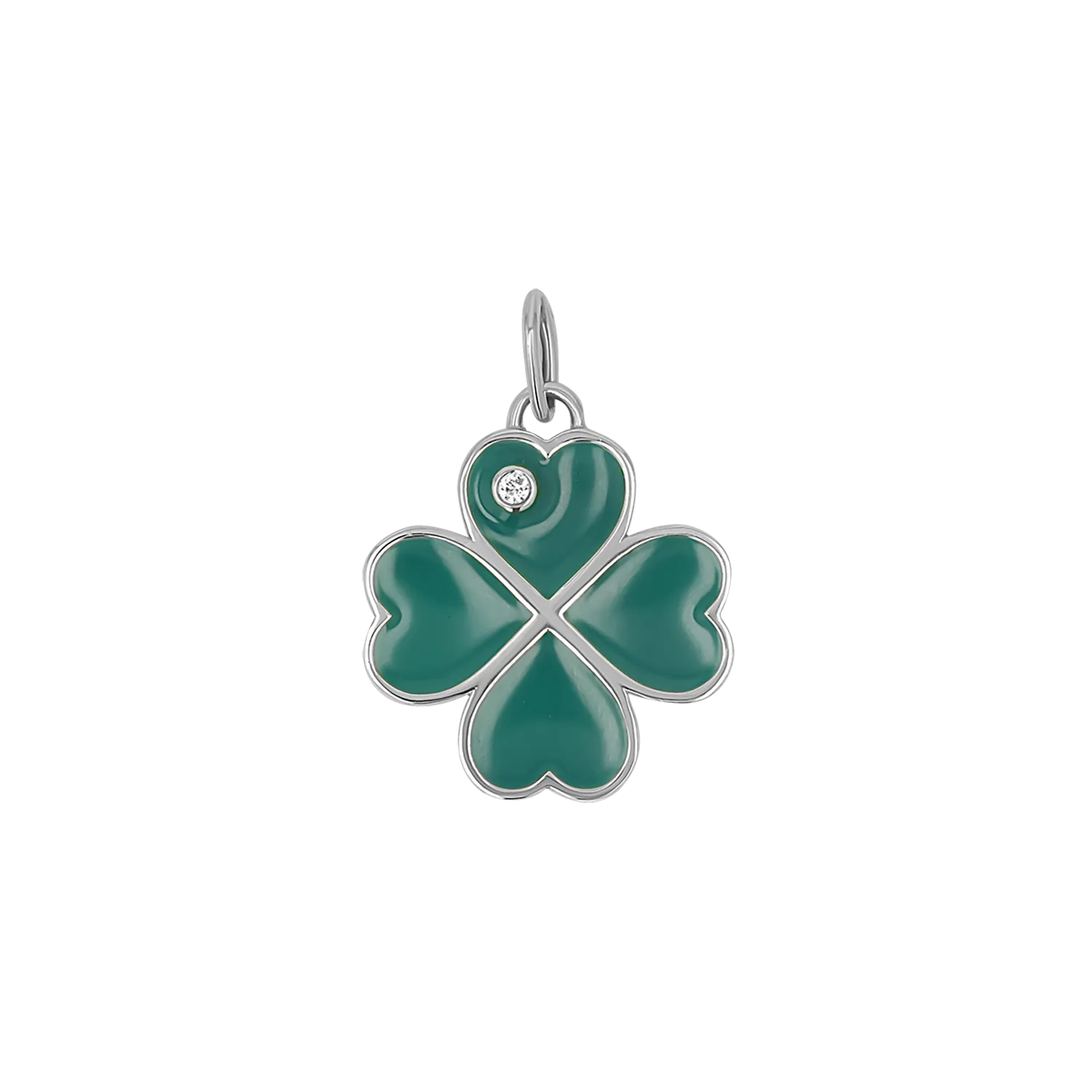 Emerald Clover Charm With Diamond Accent