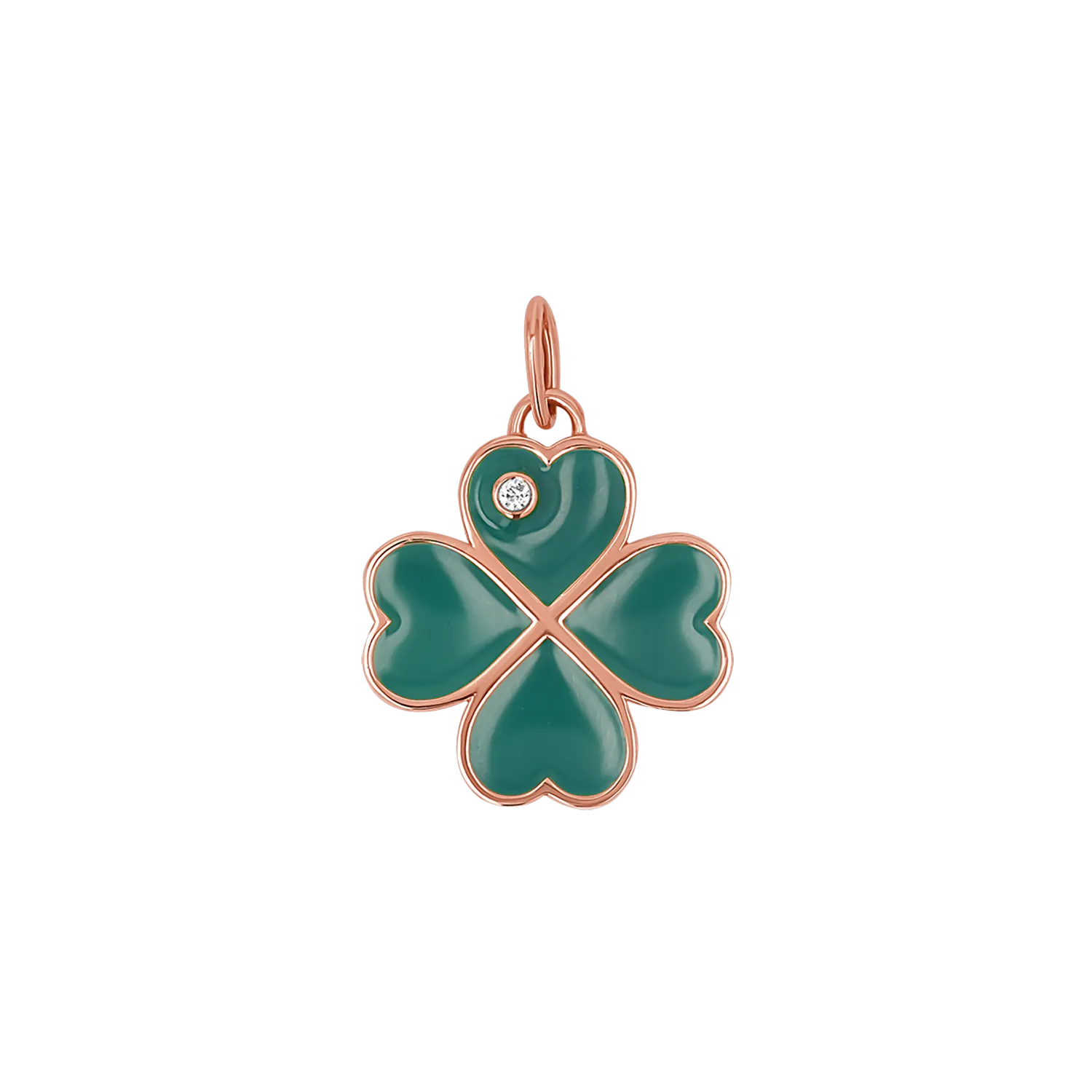 Emerald Clover Charm With Diamond Accent