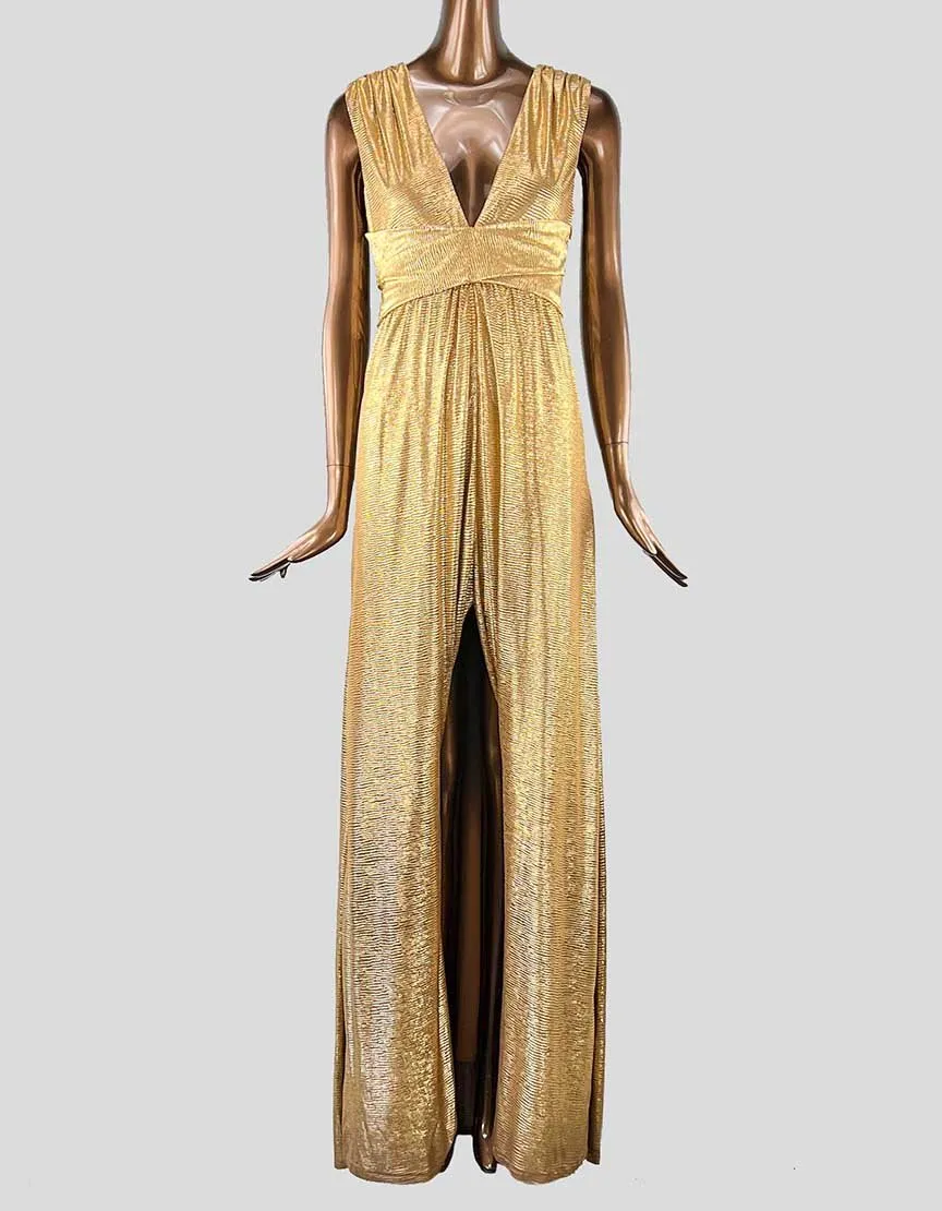 Halston Heritage Gold Evening Gown - Medium