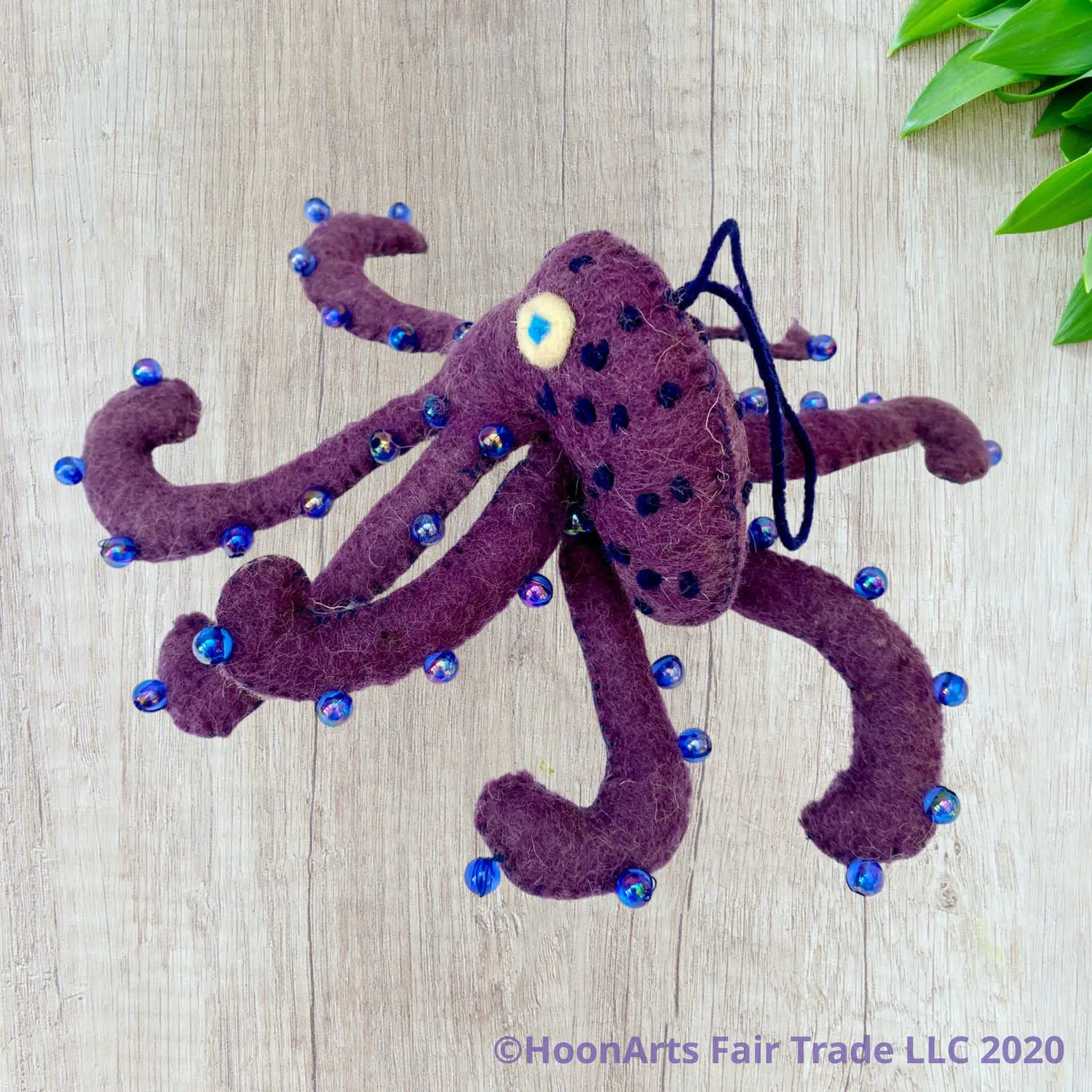 Handmade Felted Christmas Ornament from Kyrgyzstan-Octopus