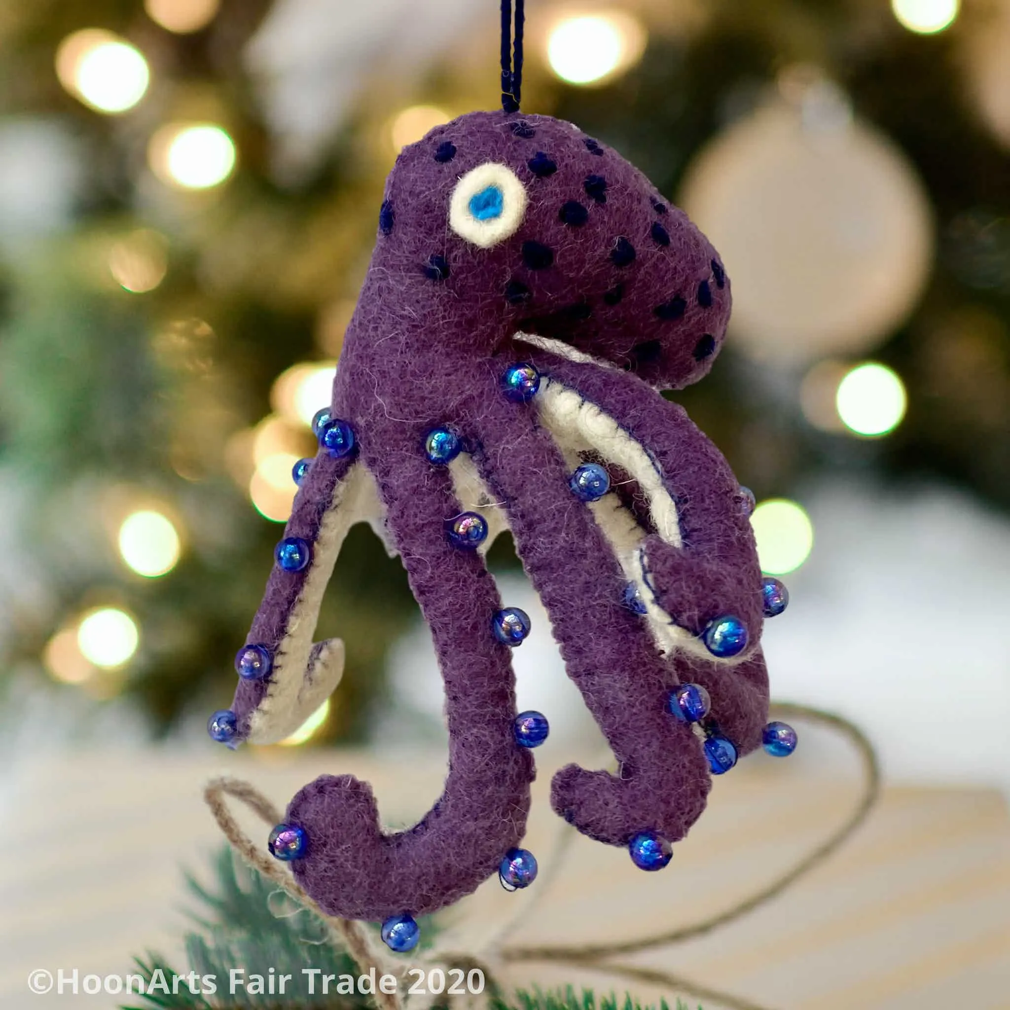 Handmade Felted Christmas Ornament from Kyrgyzstan-Octopus