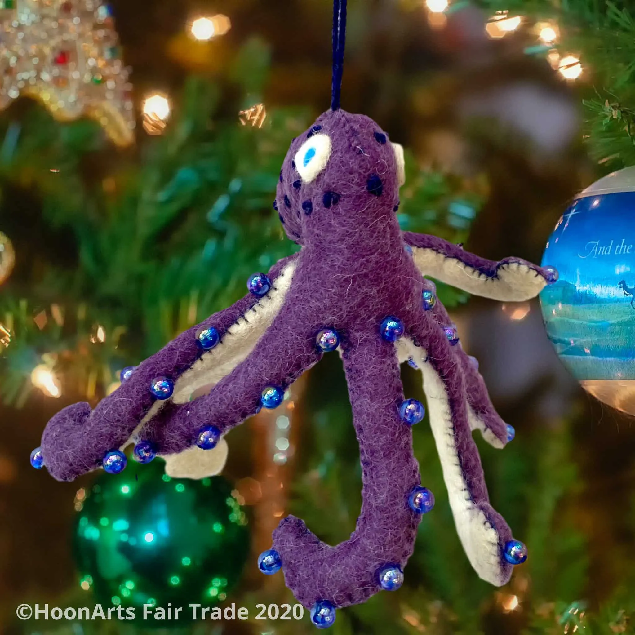 Handmade Felted Christmas Ornament from Kyrgyzstan-Octopus