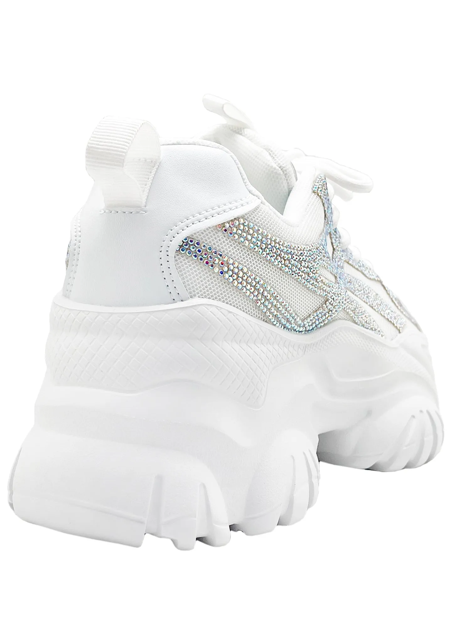 HANNA 02 Speed Runner Rhinestone White Platform Sneakers