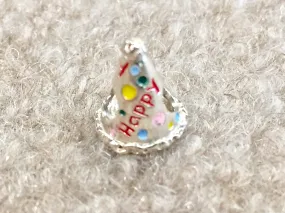 Happy Birthday Hat Silver Reflection Bead