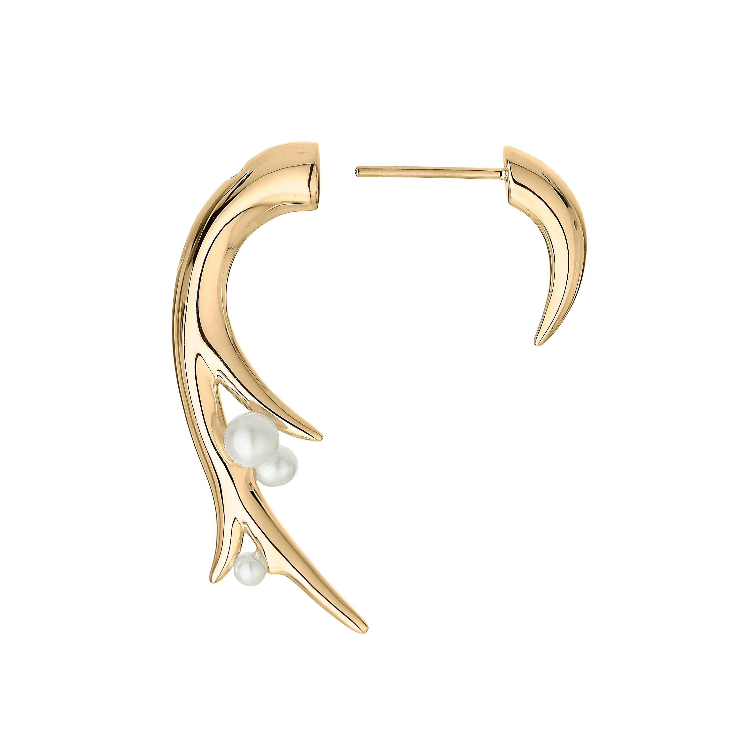 Hooked Pearl Large Earrings - Yellow Gold Vermeil