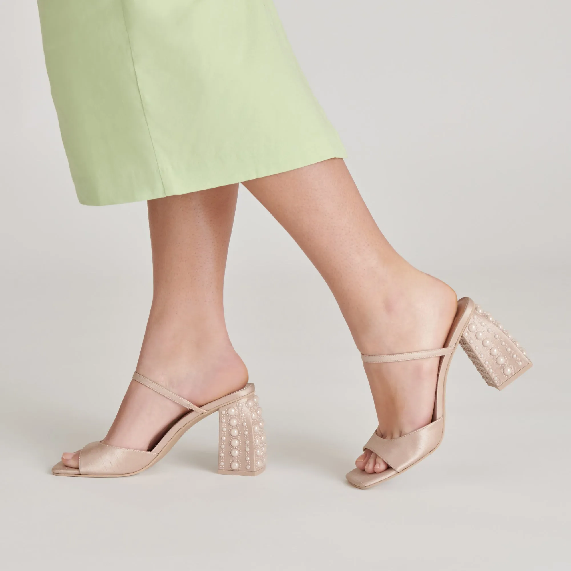 JEMMY PEARL HEELS CHAMPAGNE SILK