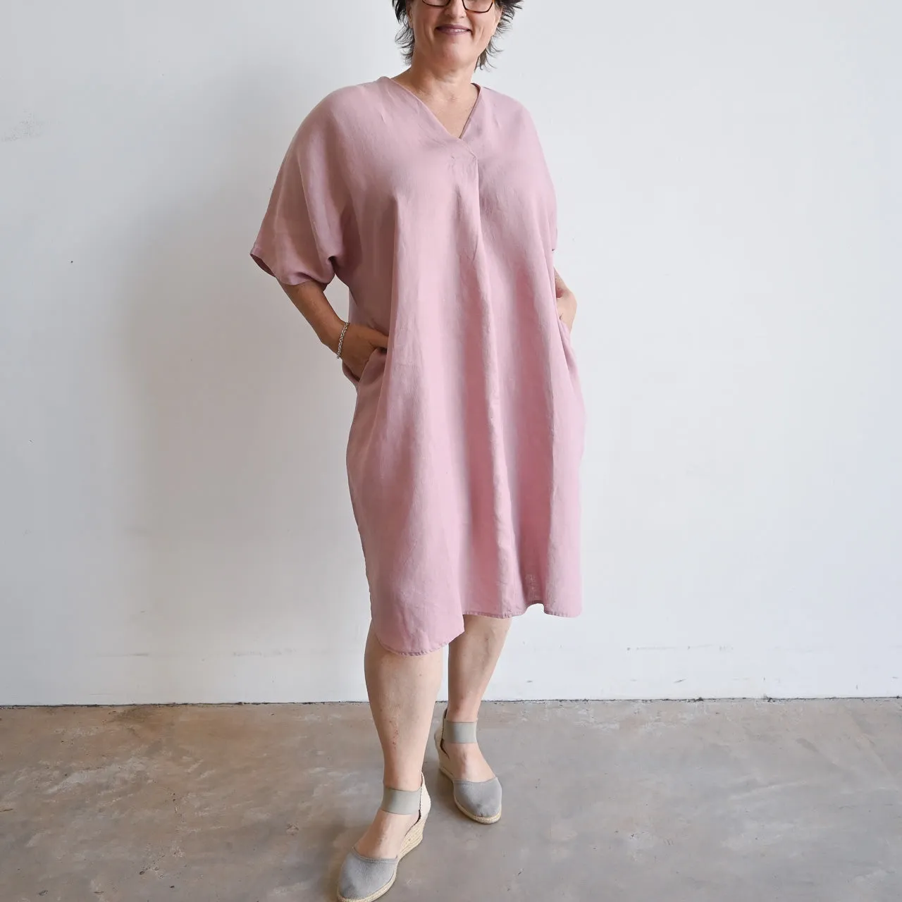 Kobomo Linen Kaftan Dress - Heather Pink