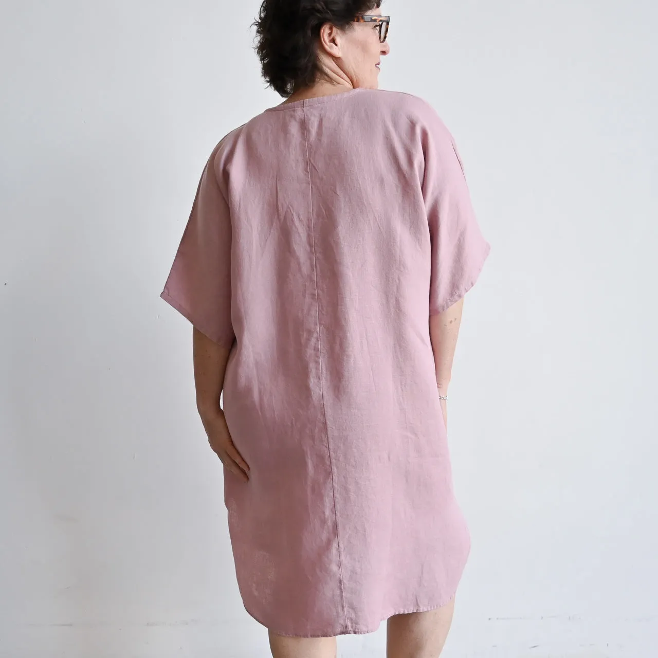 Kobomo Linen Kaftan Dress - Heather Pink