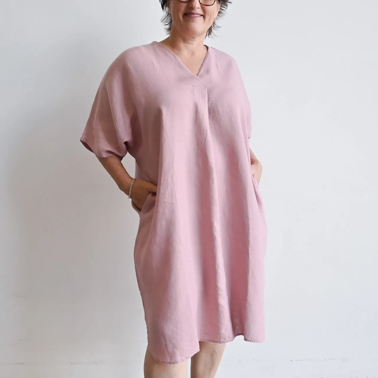 Kobomo Linen Kaftan Dress - Heather Pink