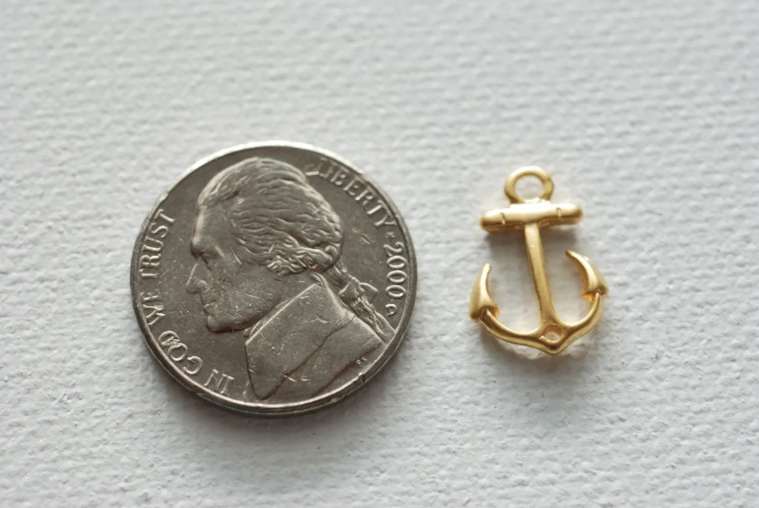 Matte Vermeil Gold Anchor Connector - 18k gold plated over sterling silver, Gold Anchor Link Spacer Connector, Nautical Anchor Charm, 101