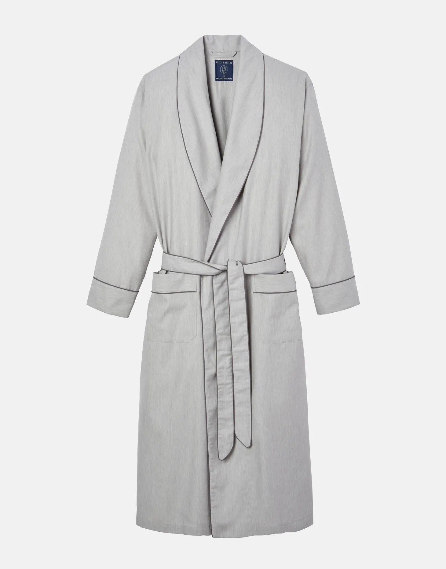 Men's Cotton Twill Dressing Gown – Armoury Grey Herringbone