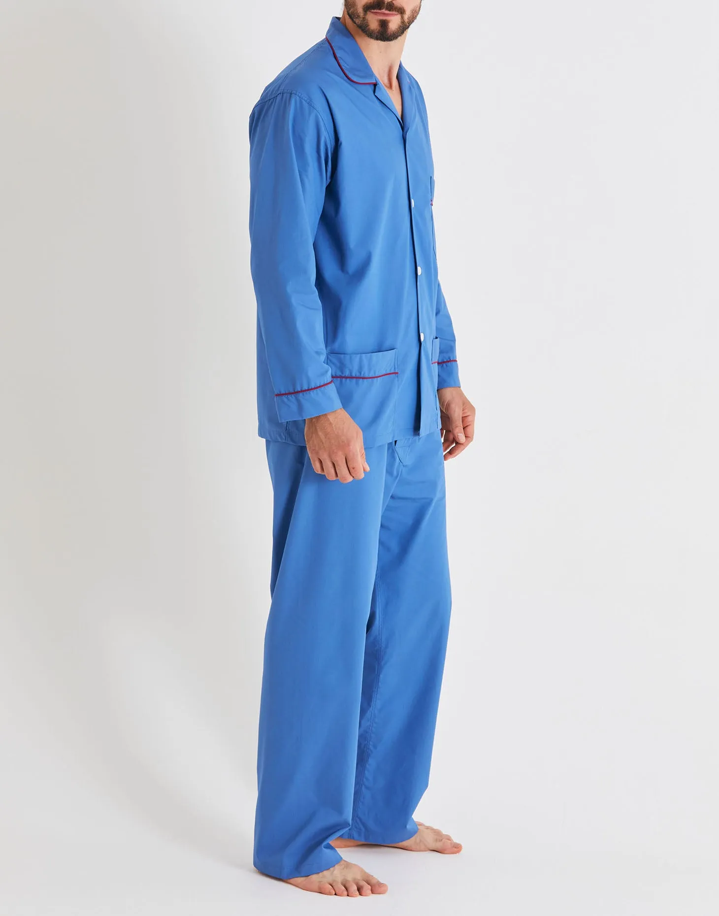 Men's Crisp Cotton Pyjama Set – Contemporary Blue