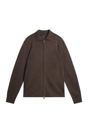 Nyle Light Merino Zip Cardigan / Walnut Melange