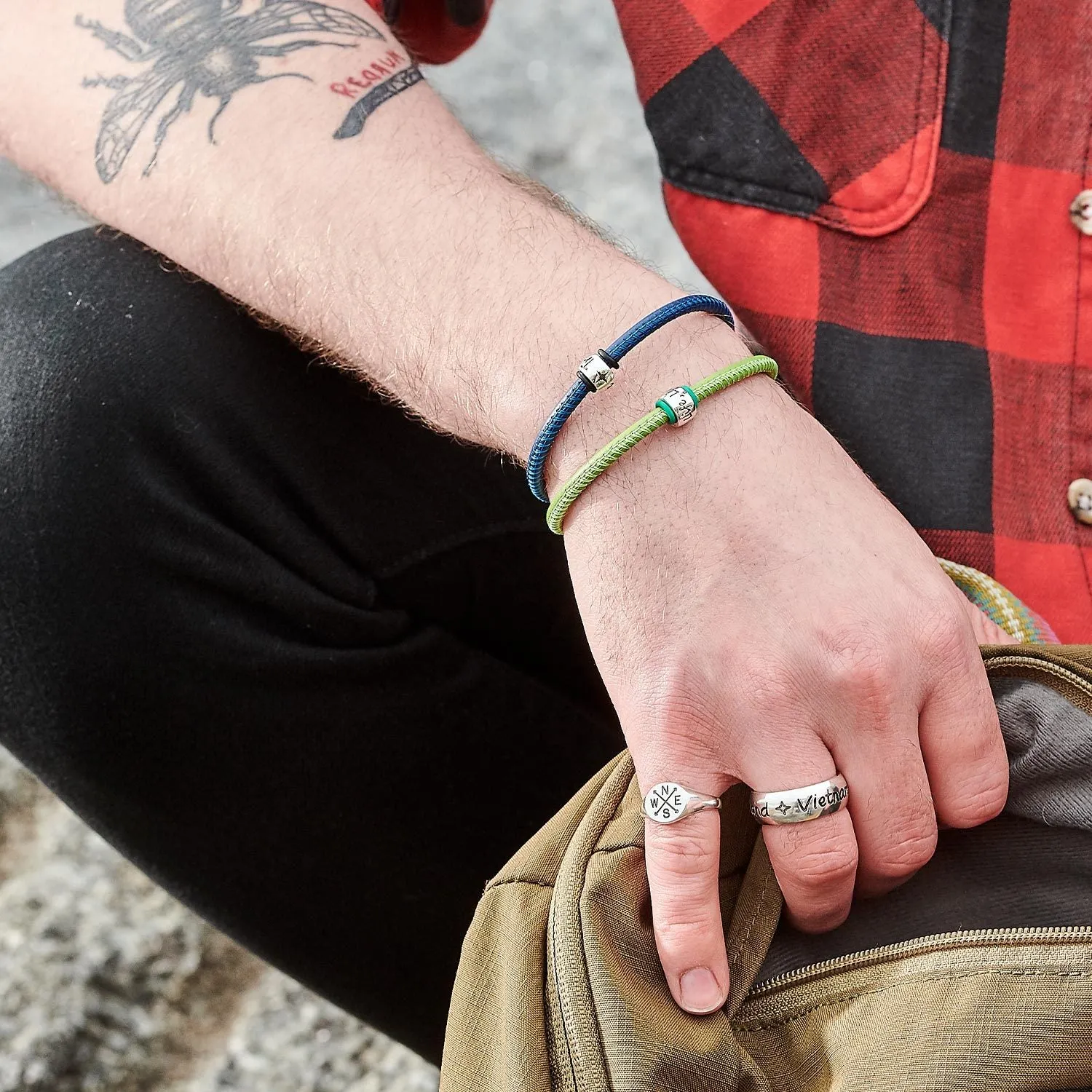 One Life, Live It! Recycled Silver & Leather Bracelet