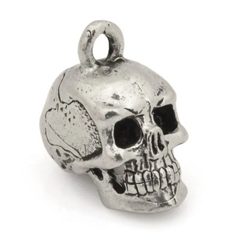 Pewter-17x8mm Pewter Skull Head Charm-3 Dimensional-Antique Silver-Quantity 1