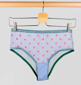 Pink daisy & cornflower mesh high waist knicker