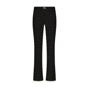 Polkadot Black Vintage Hearts LONG PANT Hi Rise w Ecru Cluny -NEW