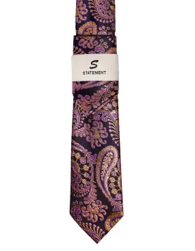 PURPLE PAISLEY 2 PC TIE & HANKIE SET