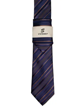 PURPLE STRIPE 2 PC TIE & HANKIE SET