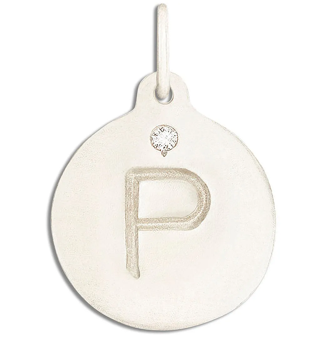 "P" Alphabet Charm With Diamond