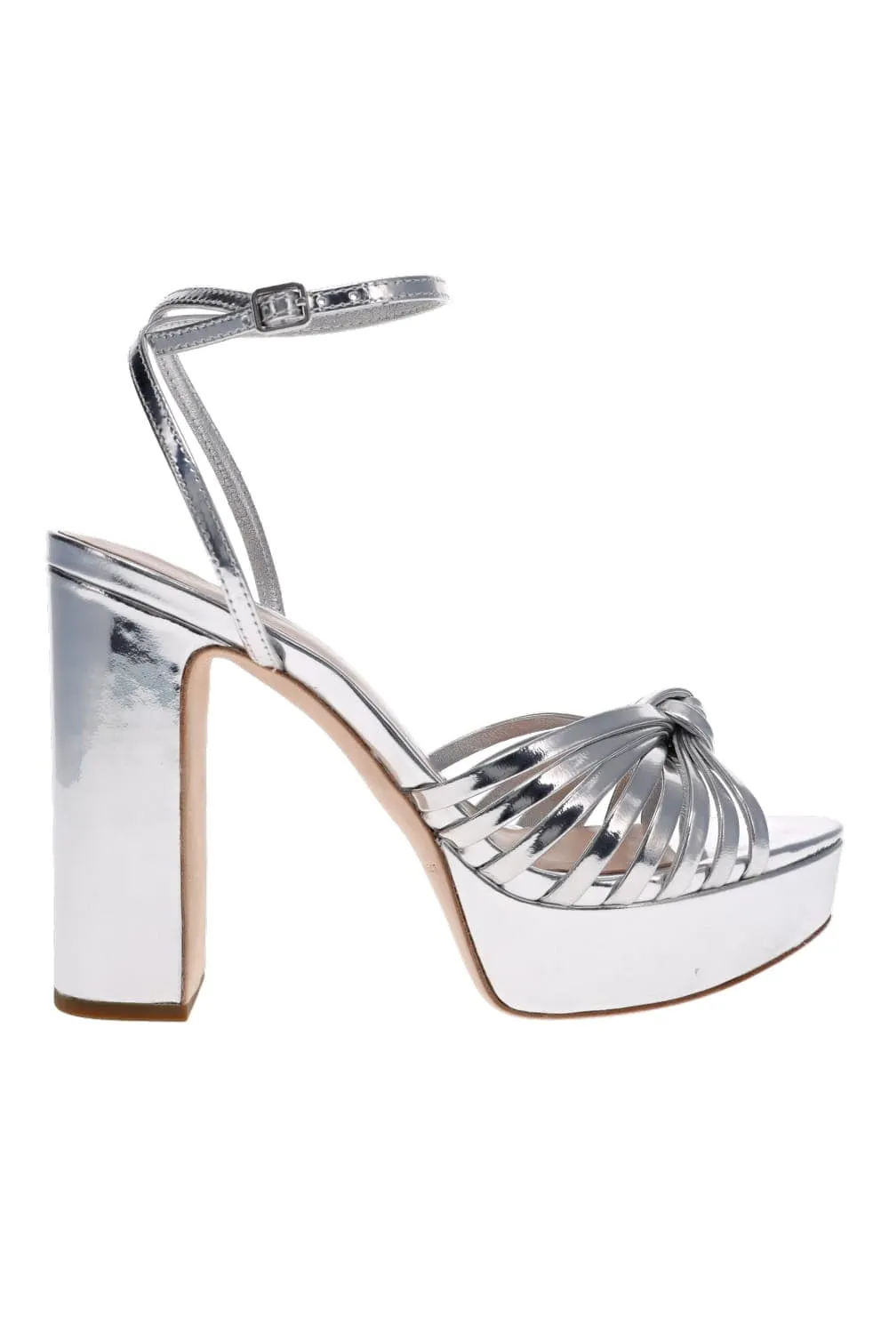 Rivka Silver Mirror Leather Platform Heels