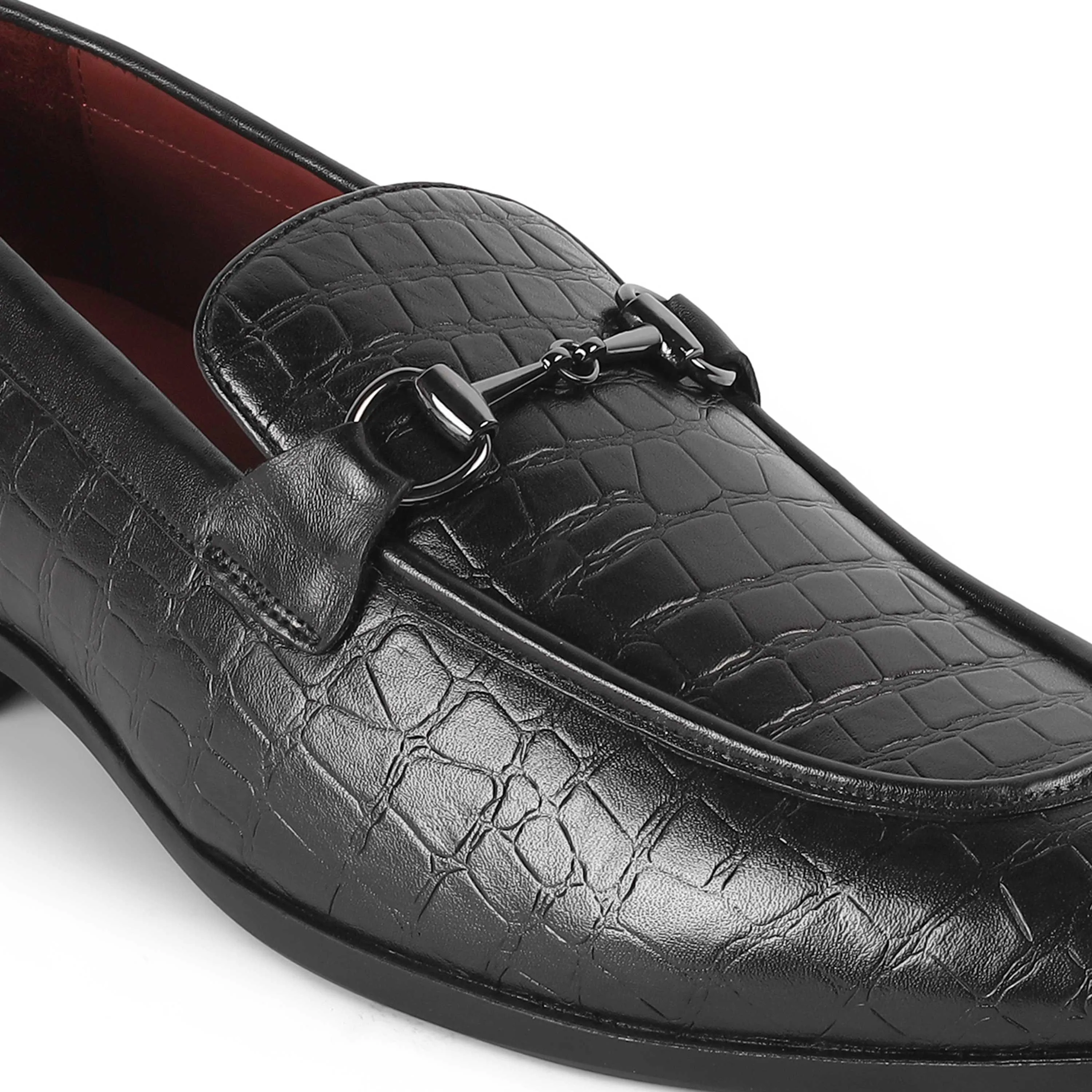 Tresmode Reden Black Men's Leather Loafers