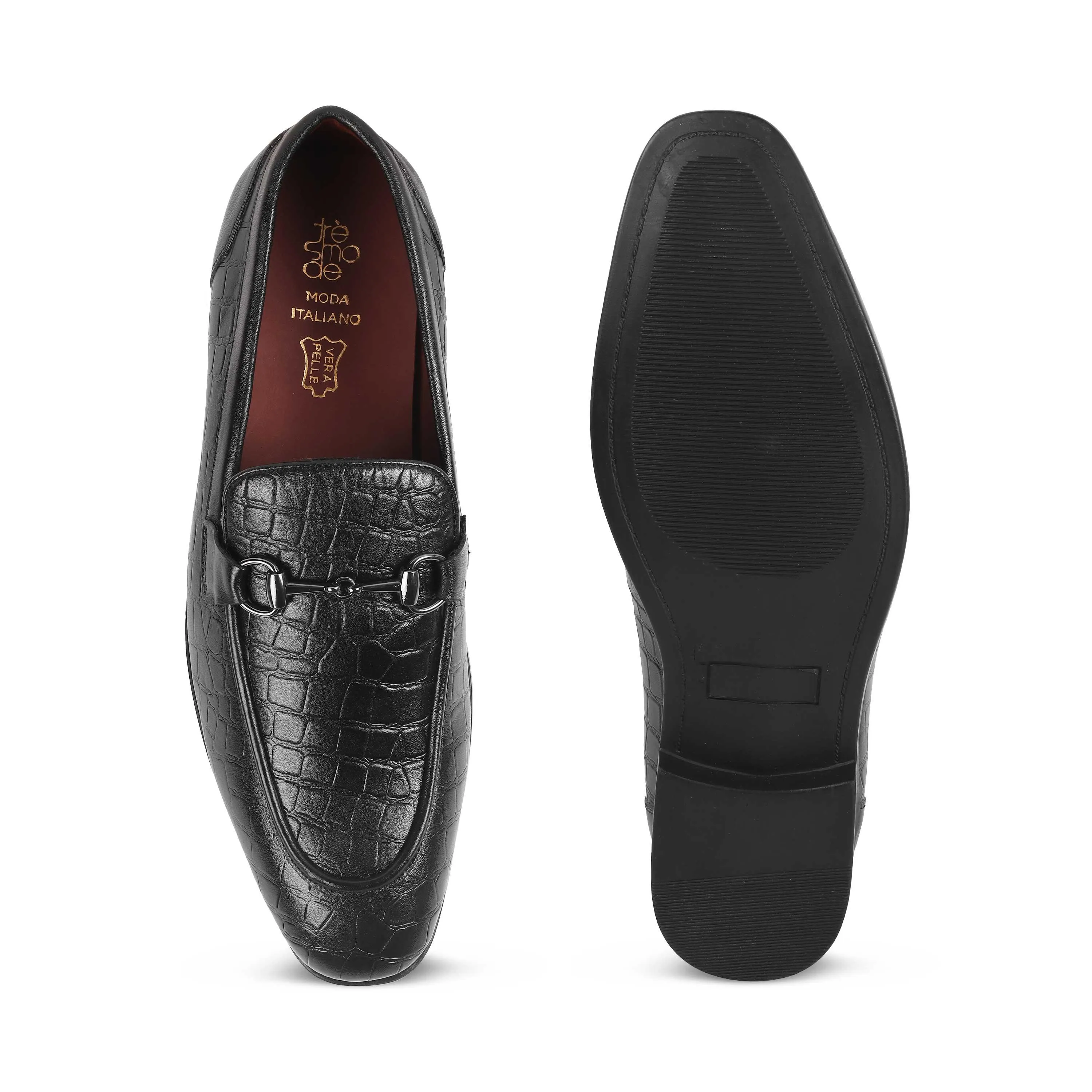 Tresmode Reden Black Men's Leather Loafers