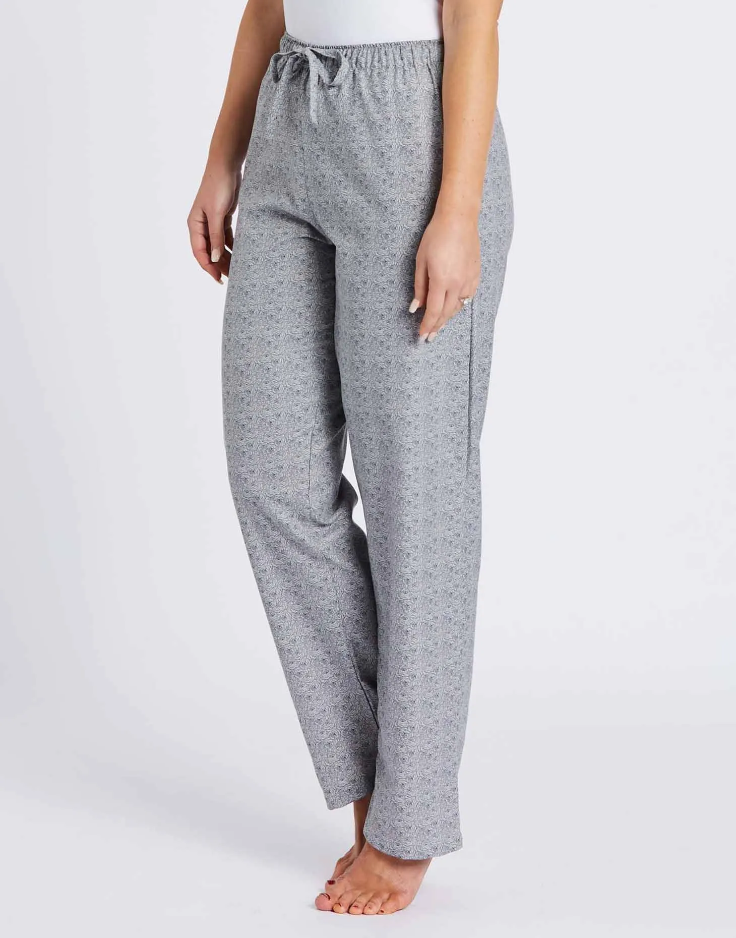 Women's Twill Cotton Pyjama Trousers – Earl Grey Rose Print